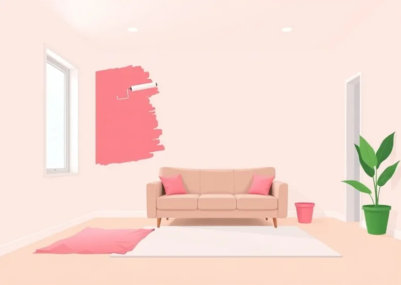 Peintre appliquant la peinture au rouleau sur un mur de salon